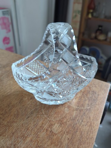 Vintage lead crystal basket - vintage,