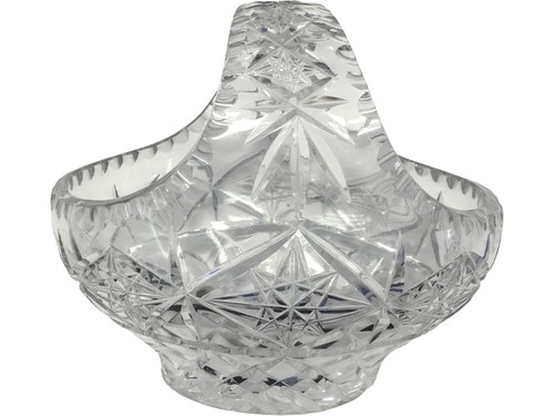 Cut glass crystal basket - cut,
