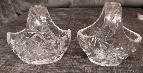 Small cut glass basket - cut,
