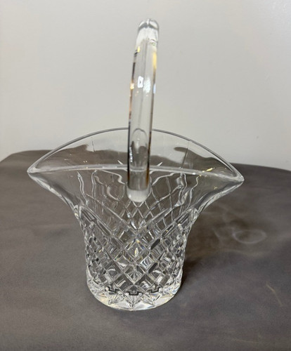Vintage crystal basket vase - vintage,